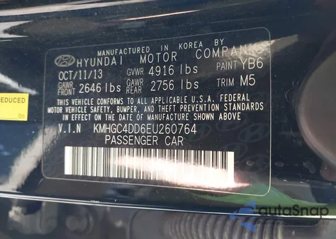 2014 Hyundai Genesis 3.8 из США, поврежденный, VIN KMHGC4DD6EU260764